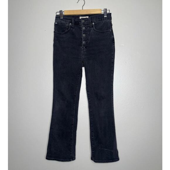 Madewell Cali Demi Boot Jeans Bellspring Wash Button Front Black Size 27 - Picture 3 of 10